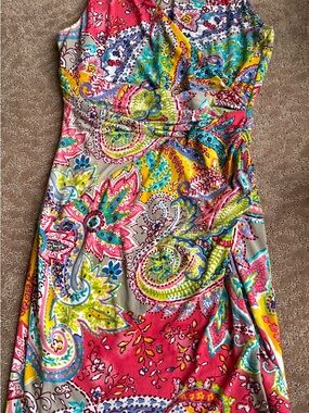 Lauren by Ralph Lauren Vibrant Multicolor Paisley Sleeveless Stre Dress, Sz 8